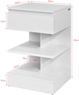 Modern White Nightstand with 1 Drawer and 3 Shelves - Top-Down View