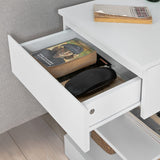 Modern White Nightstand with 1 Drawer and 3 Shelves - 45-Degree Angle
