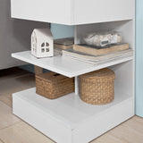 Modern White Nightstand with 1 Drawer and 3 Shelves - Rear View