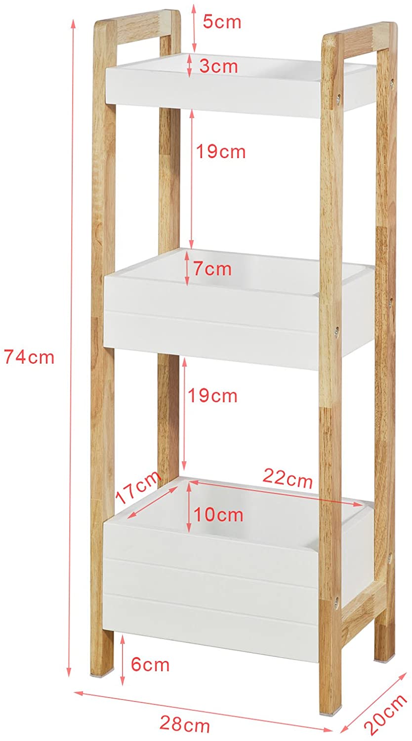 Multifunctional 3-Tier White Storage Shelf for Bathroom and Beyond