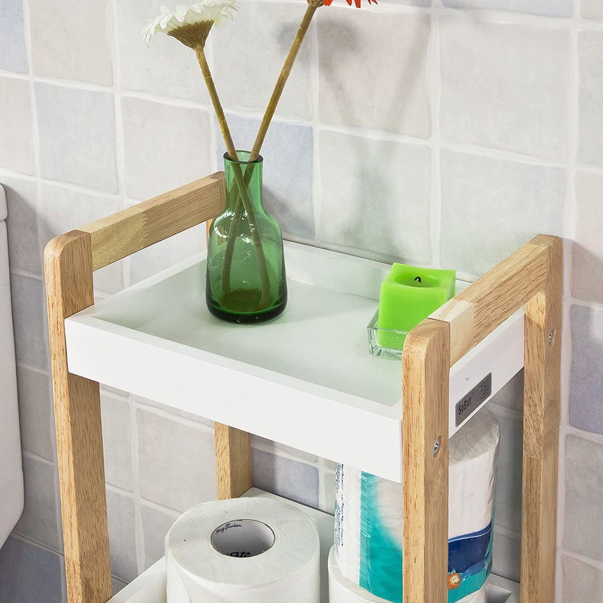 Multifunctional 3-Tier White Storage Shelf for Bathroom and Beyond
