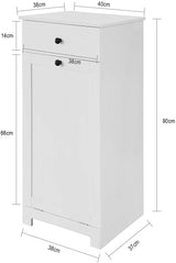 White Bathroom Cabinet with Laundry Basket and Drawer - Top-Down View