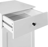 White Bathroom Cabinet with Laundry Basket and Drawer - 45-Degree Angle