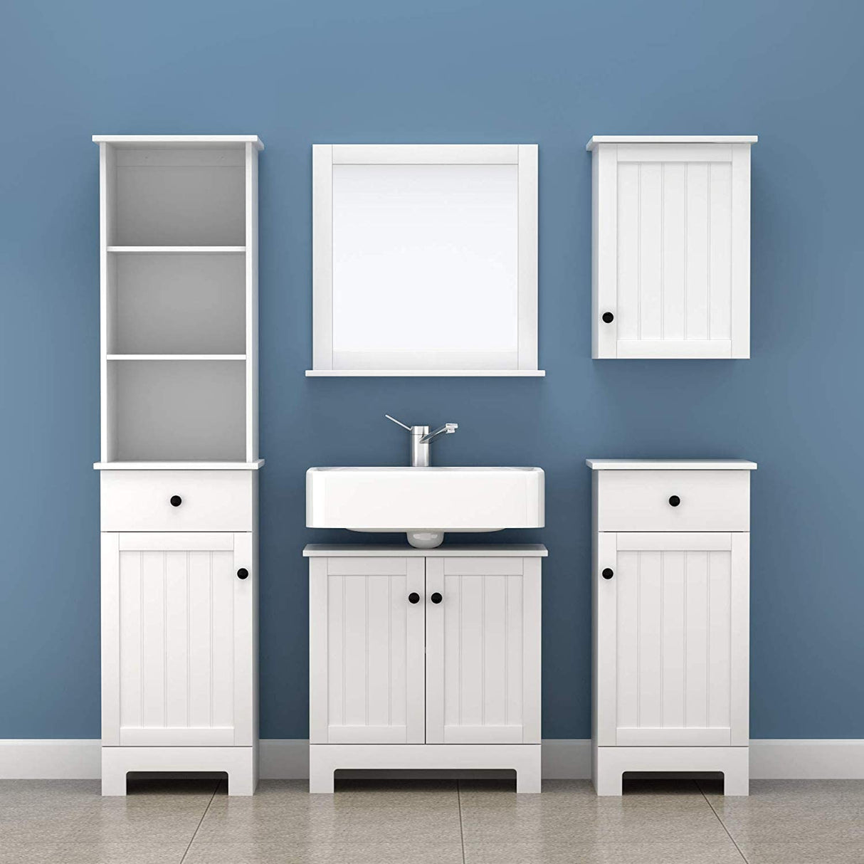 Stylish White Wall-Mounted Cabinet with Adjustable Shelf 40x52cm