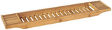 Natural Bamboo Bath Organizer Tray with Moisture-Resistant Finish - Side View