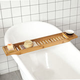 Natural Bamboo Bath Organizer Tray with Moisture-Resistant Finish - Top-Down View