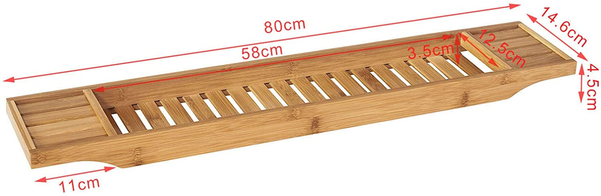 Natural Bamboo Bath Organizer Tray with Moisture-Resistant Finish
