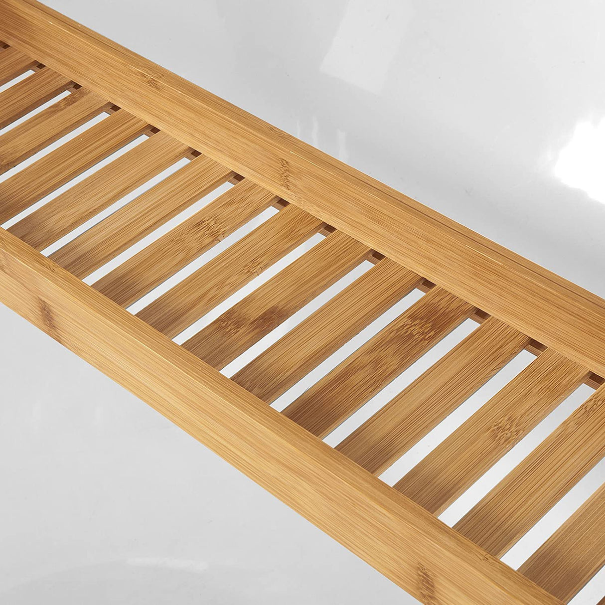 Natural Bamboo Bath Organizer Tray with Moisture-Resistant Finish