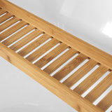 Natural Bamboo Bath Organizer Tray with Moisture-Resistant Finish - Rear View