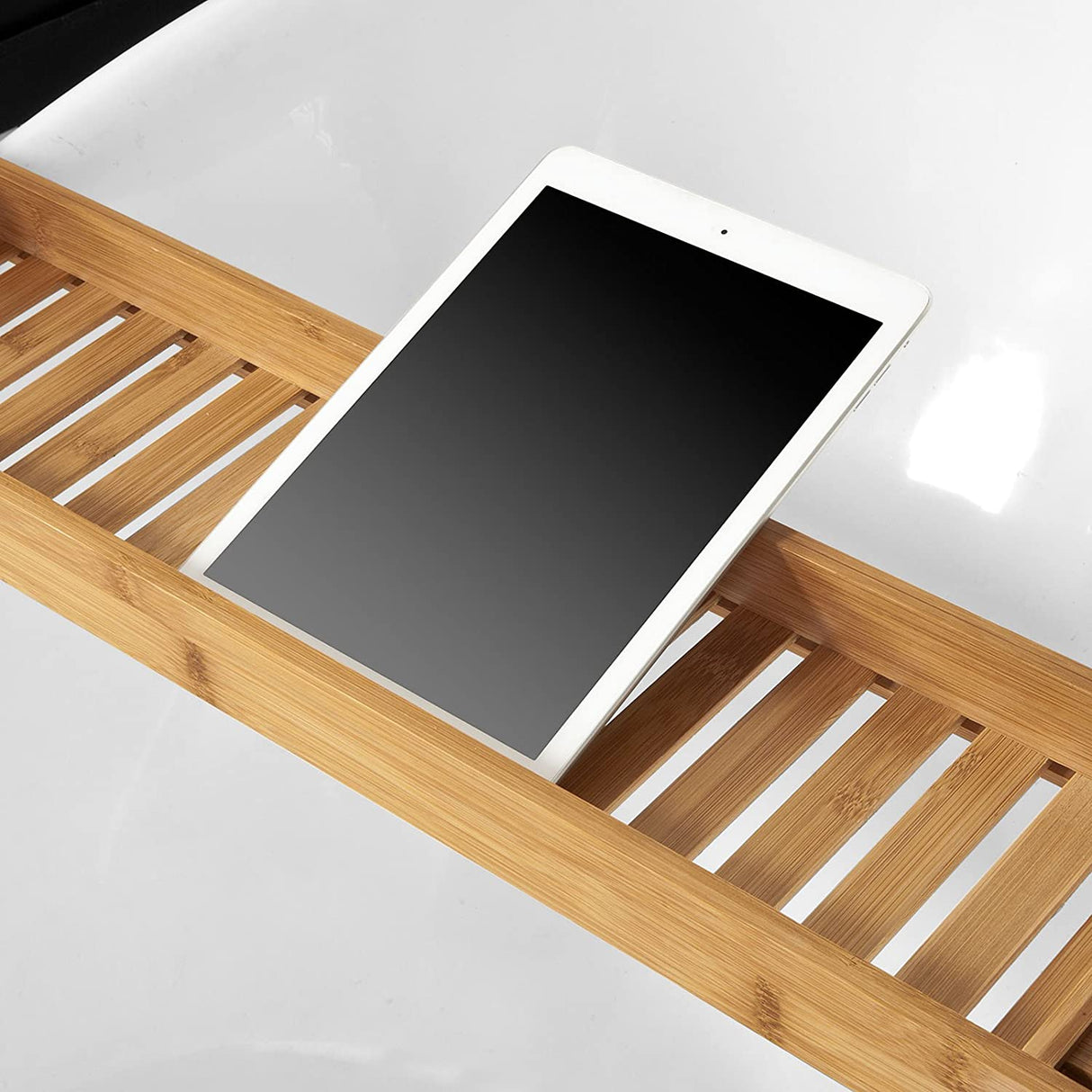 Natural Bamboo Bath Organizer Tray with Moisture-Resistant Finish