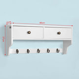 Multifunctional Wall Shelf with Two Drawers and Five Hooks