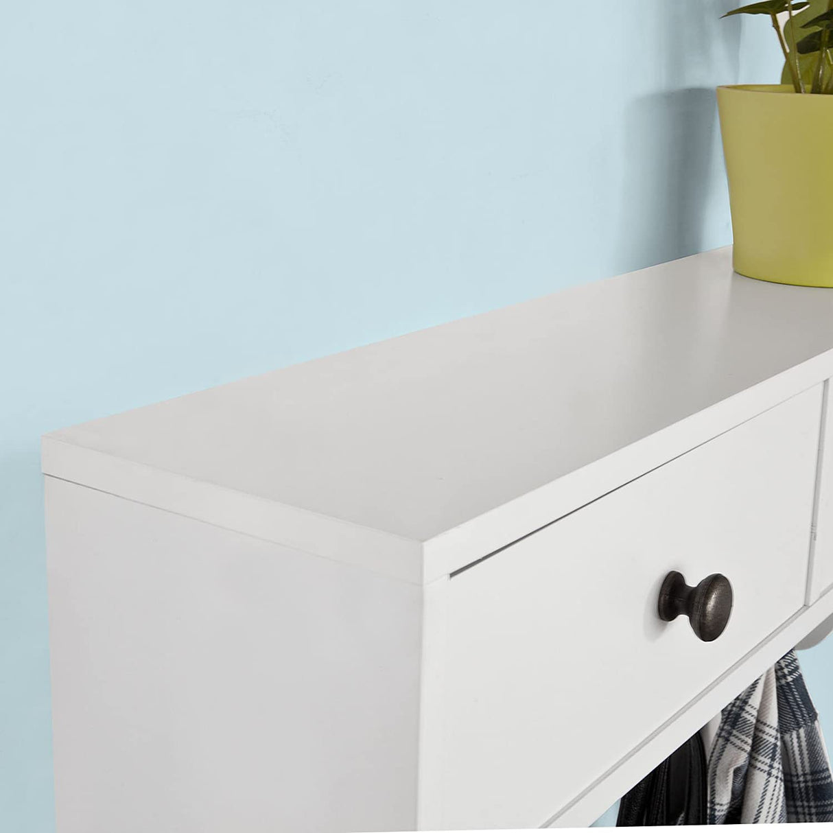 Multifunctional Wall Shelf with Two Drawers and Five Hooks