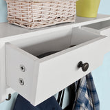 Multifunctional Wall Shelf with Two Drawers and Five Hooks - Close-Up Angle