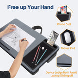Portable Laptop Desk with Device Ledge, Mouse Pad and Phone Holder for Home Office (Silver, 40cm) - Side View