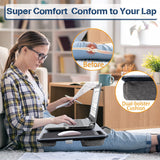 Portable Laptop Desk with Device Ledge, Mouse Pad and Phone Holder for Home Office (Silver, 40cm) - Top-Down View
