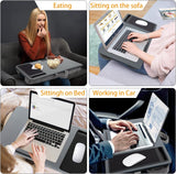 Portable Laptop Desk with Device Ledge, Mouse Pad and Phone Holder for Home Office (Silver, 40cm) - 45-Degree Angle