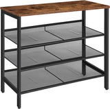 Rustic Industrial 4-Tier Shoe Storage Bench with Easy Assembly - Front View