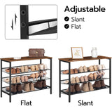 Rustic Industrial 4-Tier Shoe Storage Bench with Easy Assembly - Side View