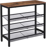Rustic Industrial 4-Tier Shoe Storage Bench with Easy Assembly - Rear View