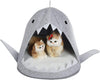 Shark Shape Pet Cave Bed for Cats andSmall Dogs 45 x 45 x 38 cm (Light Grey)