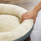 Deluxe Grey Round Dog Sofa Bed with Memory Foam Comfort - Close-Up Angle