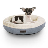 Deluxe Grey Round Dog Sofa Bed with Memory Foam Comfort - Front View