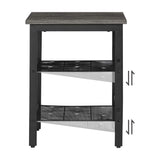 Set of 2 Industrial Charcoal Gray and Black Side Tables with Adjustable Shelves - 45-Degree Angle