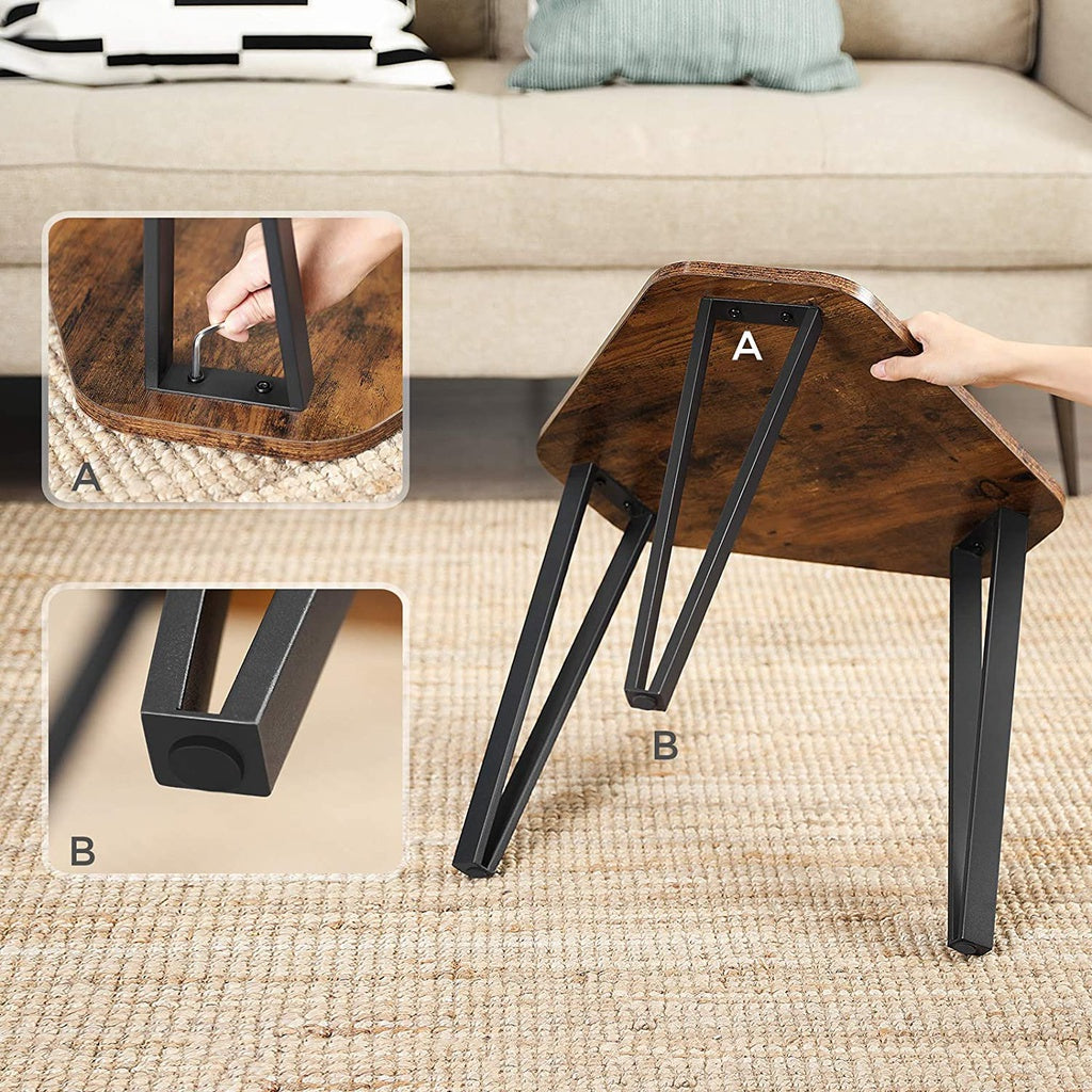 VASAGLE Rustic Nesting Tables Set of 3 in Brown and Black