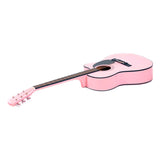 Karrera Pink Acoustic Guitar with Cutaway Design - 40 Inches - Side View