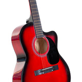 Karrera 40-Inch Acoustic Guitar with Cutaway Design - Vibrant Red - Front View