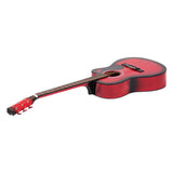 Karrera 40-Inch Acoustic Guitar with Cutaway Design - Vibrant Red - Side View