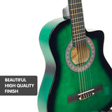 Karrera Green Cutaway Acoustic Guitar for Kids - Perfect for Learning and Performance - Side View