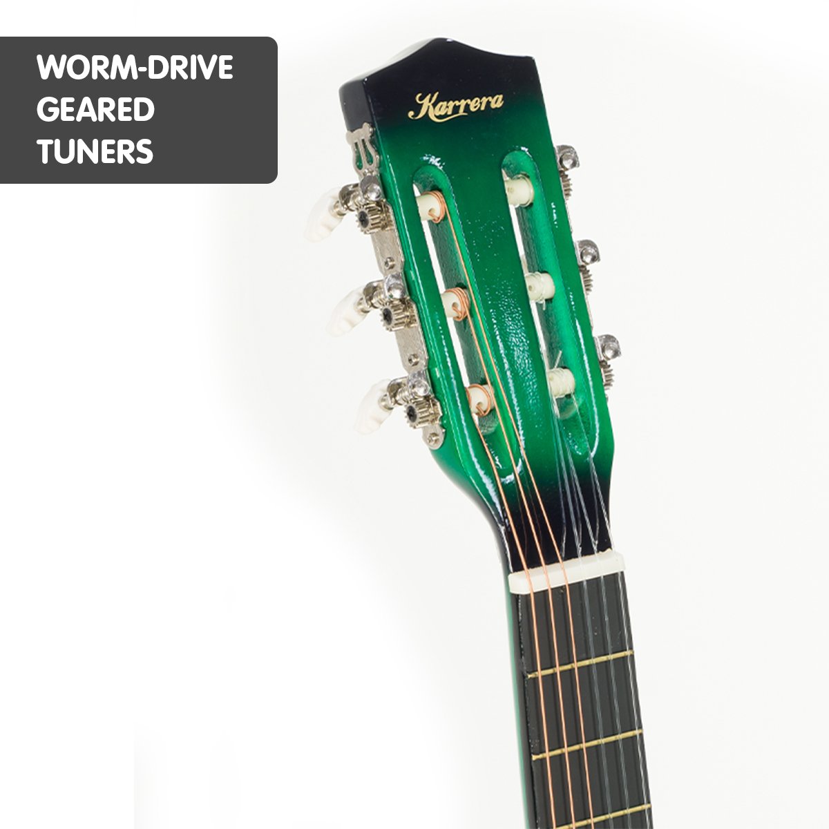 Karrera Green Cutaway Acoustic Guitar for Kids - Perfect for Learning and Performance