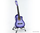 Karrera Children's Cutaway Acoustic Guitar for Kids - Purple - Side View