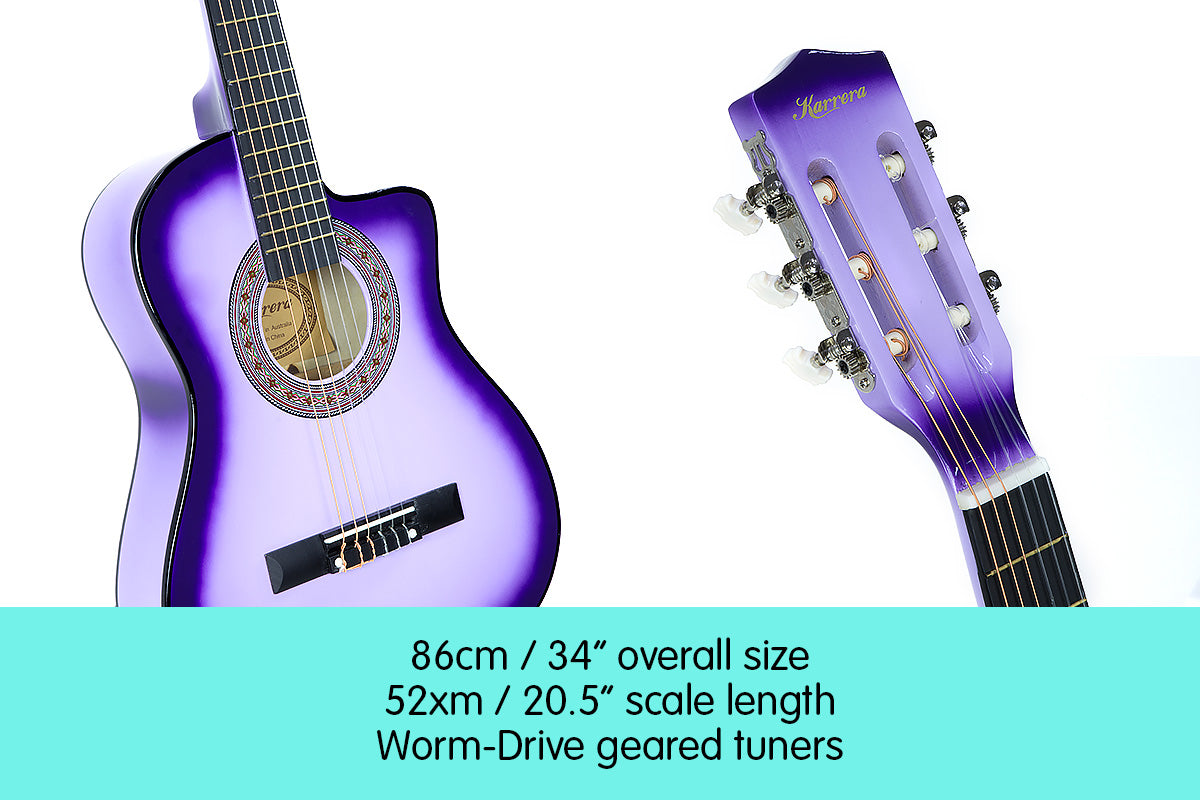 Karrera Children's Cutaway Acoustic Guitar for Kids - Purple