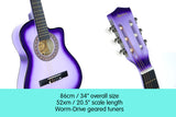 Karrera Children's Cutaway Acoustic Guitar for Kids - Purple - Top-Down View