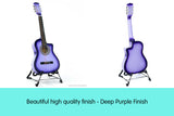 Karrera Children's Cutaway Acoustic Guitar for Kids - Purple - 45-Degree Angle