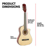 Karrera 38-Inch Cutaway Acoustic Guitar Bundle with Weatherproof Bag - Natural Finish - 45-Degree Angle
