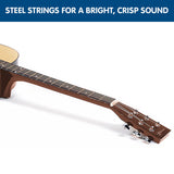 Karrera 38-Inch Cutaway Acoustic Guitar Bundle with Weatherproof Bag - Natural Finish - Rear View