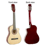 Karrera 38-Inch Cutaway Acoustic Guitar Bundle with Weatherproof Bag - Natural Finish - Front View