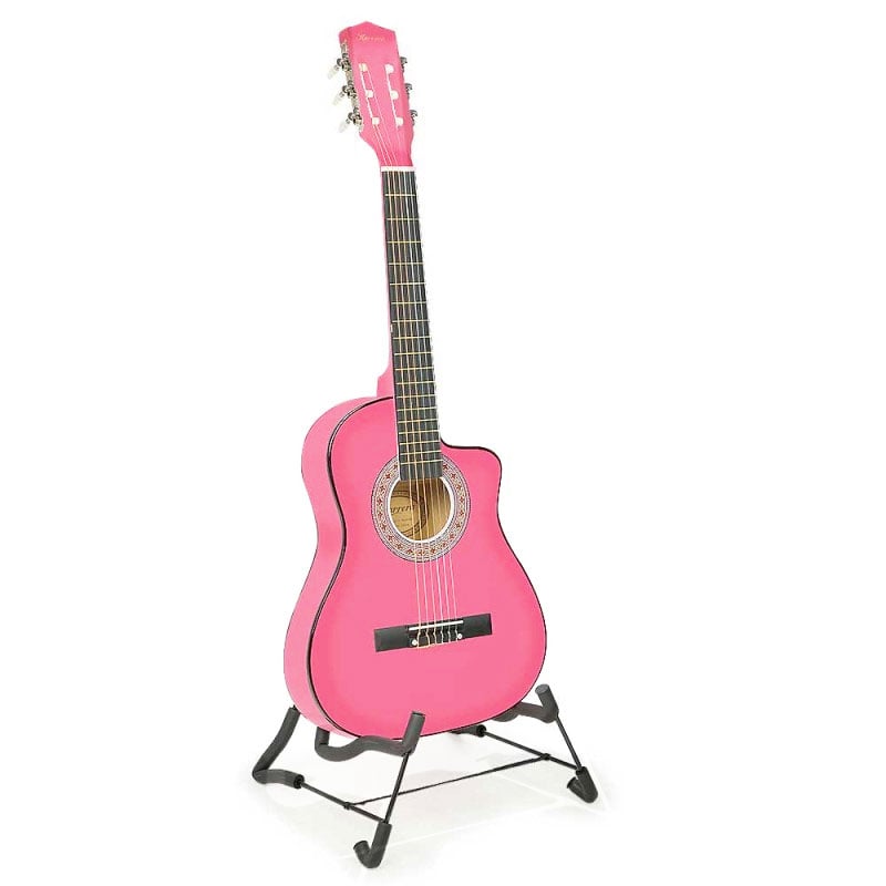 Karrera 38-Inch Cutaway Pink Acoustic Guitar Set with Bag