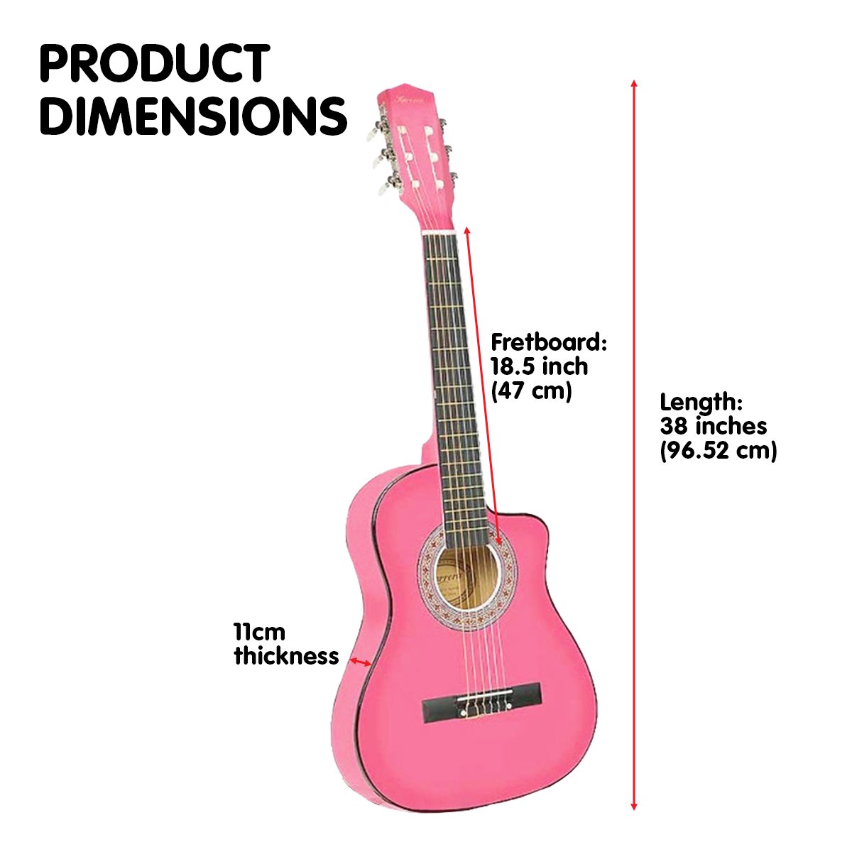 Karrera 38-Inch Cutaway Pink Acoustic Guitar Set with Bag