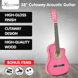 Karrera 38-Inch Cutaway Pink Acoustic Guitar Set with Bag