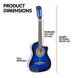 Karrera 38in Cutaway Acoustic Guitar Bundle with Accessories - Blue Burst - 45-Degree Angle