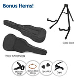 Karrera 38in Cutaway Acoustic Guitar Bundle with Accessories - Blue Burst - Rear View