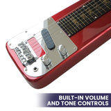 Karrera Metallic Red 6-String Electric Lap Steel Guitar - 45-Degree Angle