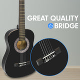 Karrera 34-Inch Kids Acoustic Wooden Guitar - Black - Top-Down View