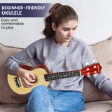 Karrera 21-Inch Natural Wood Ukulele - Rear View