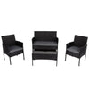 4 Seater Wicker Outdoor Lounge Set – Black