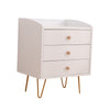 Winston 3 – Drawer Nightstand Bedside Table with Gold Steel Legs Tray Top White